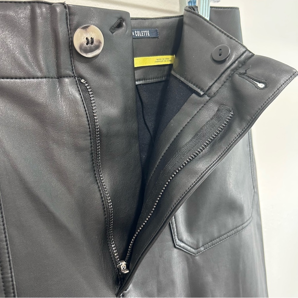 Maeve Anthropologie The Colette Cropped Wide-Leg Faux Leather Pants 31 Black - Picture 3 of 8